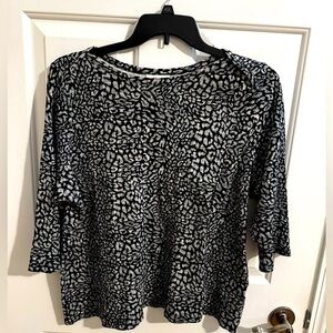 Style & Co Supima Cotton Animal Print Knit 3/4 Sleeve Top Plus Size 2X